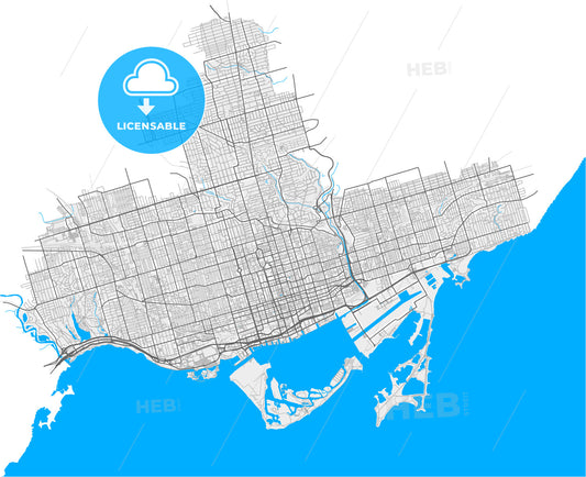 Toronto, Ontario, Canada, high quality vector map