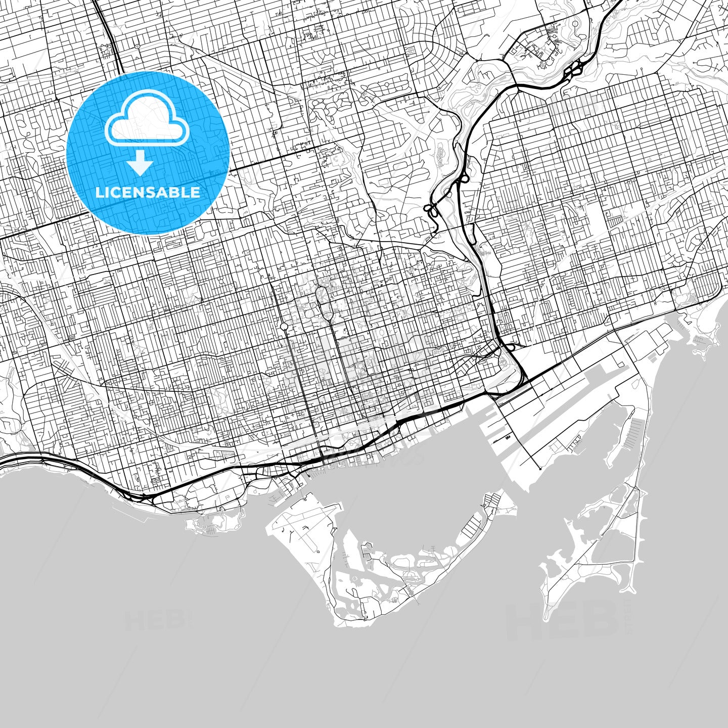 Toronto, Ontario, Downtown City Map, Light