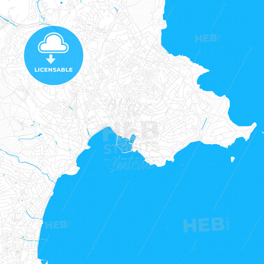 Torquay, England PDF vector map with water in focus