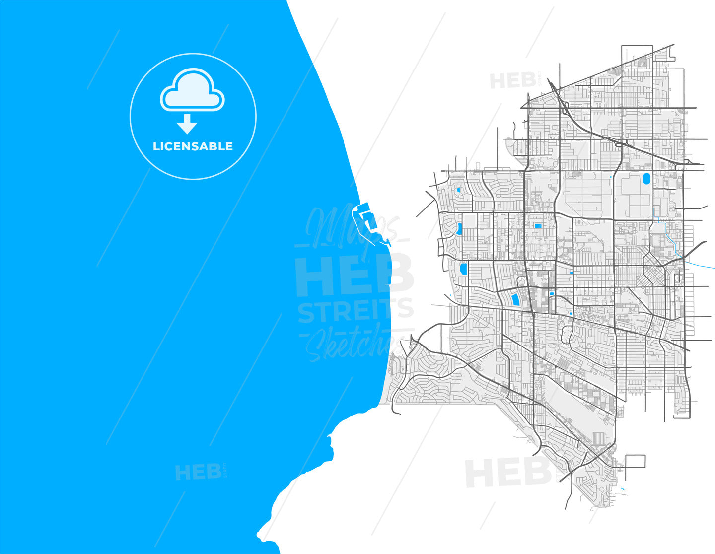 Torrance, California, United States, high quality vector map