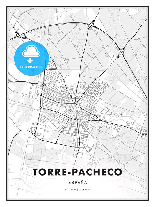 Torre-Pacheco, Spain, Modern Print Template in Various Formats - HEBSTREITS Sketches