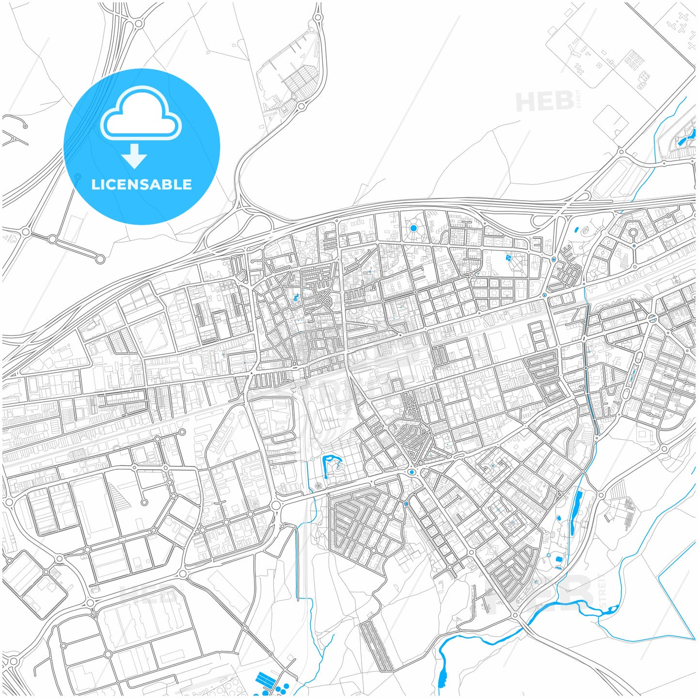 Torrejón de Ardoz, Madrid, Spain, city map with high quality roads.