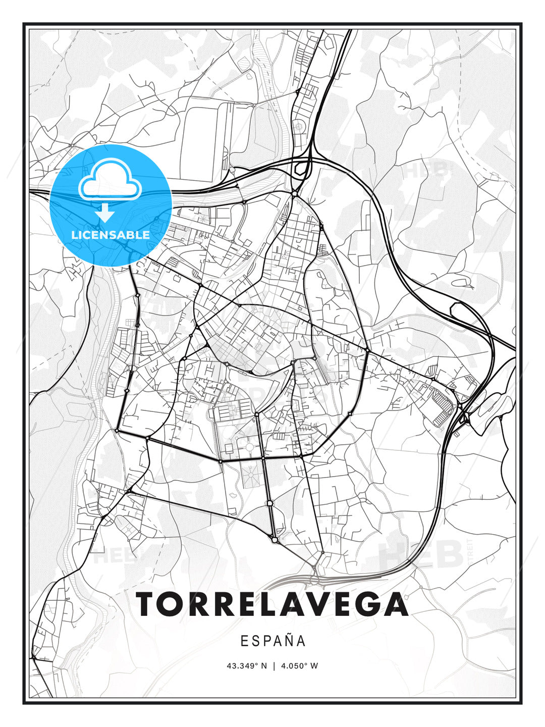 Torrelavega, Spain, Modern Print Template in Various Formats - HEBSTREITS Sketches