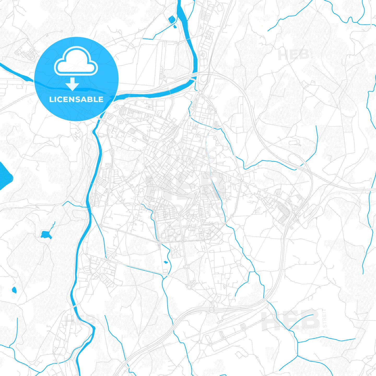 Torrelavega, Spain PDF vector map with water in focus