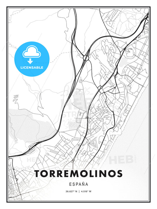 Torremolinos, Spain, Modern Print Template in Various Formats - HEBSTREITS Sketches