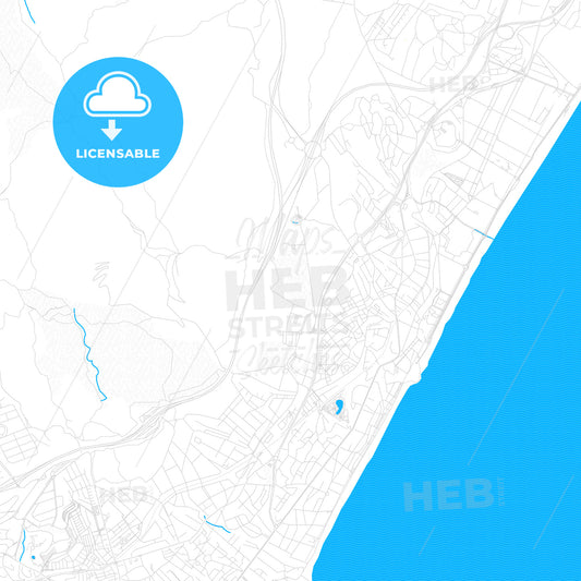 Torremolinos, Spain PDF vector map with water in focus