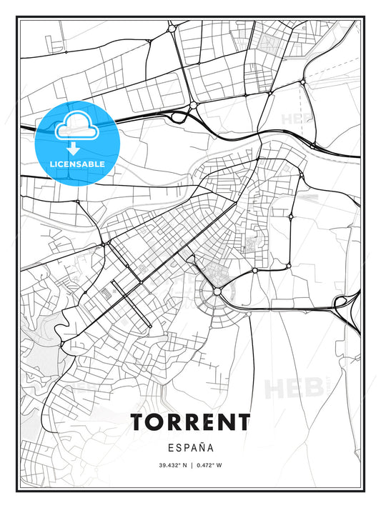 Torrent, Spain, Modern Print Template in Various Formats - HEBSTREITS Sketches