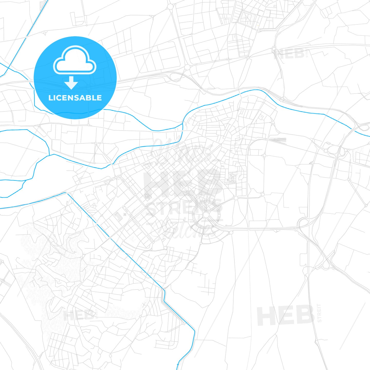 Torrent, Spain PDF vector map with water in focus