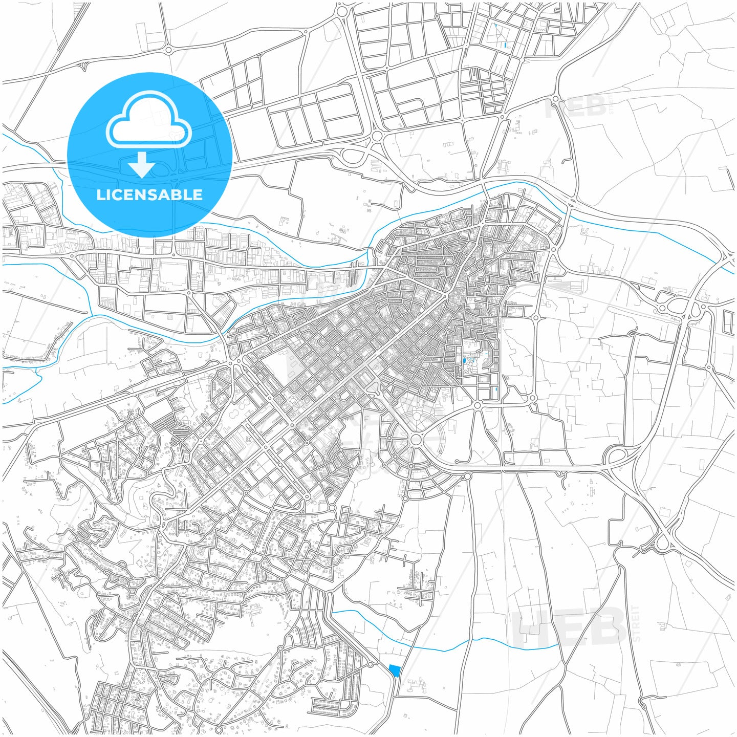 Torrent, Valencia, Spain, city map with high quality roads.