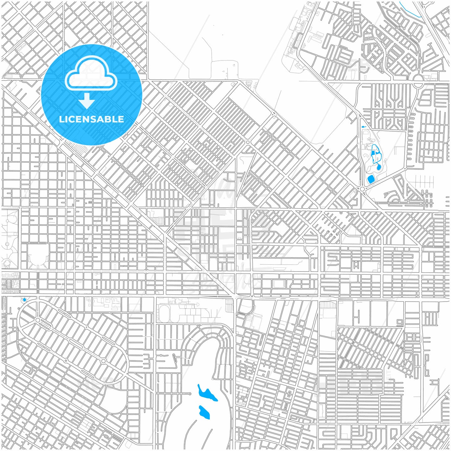 Torreón, Coahuila, Mexico, city map with high quality roads.