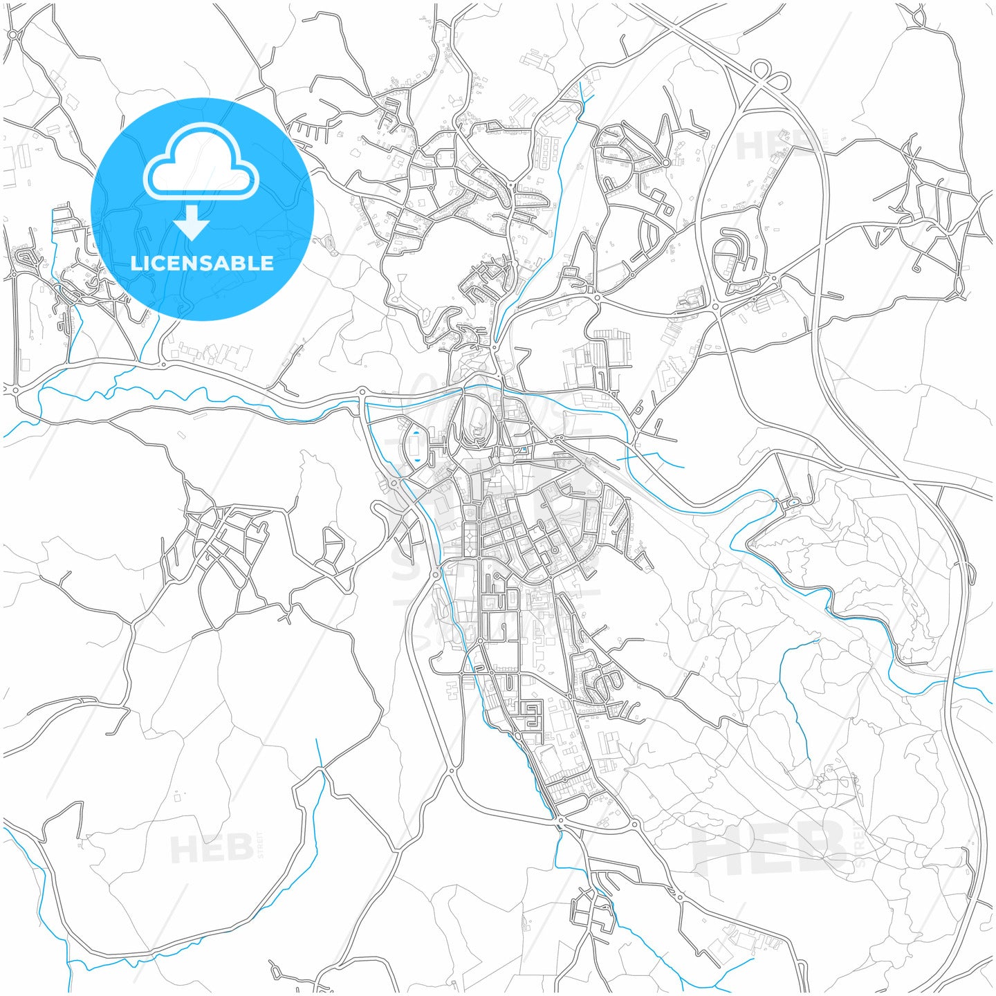 Torres Vedras, Lisbon, Portugal, city map with high quality roads.