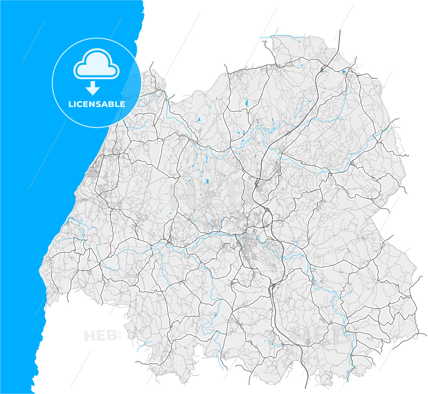 Torres Vedras, Lisbon, Portugal, high quality vector map