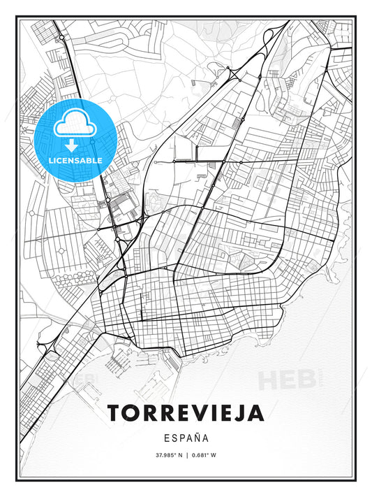 Torrevieja, Spain, Modern Print Template in Various Formats - HEBSTREITS Sketches