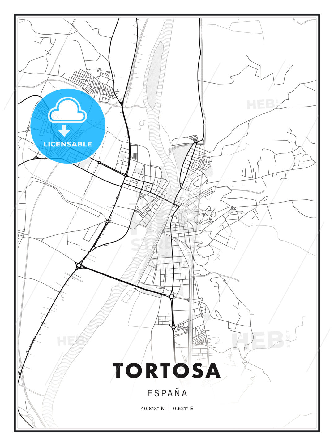 Tortosa, Spain, Modern Print Template in Various Formats - HEBSTREITS Sketches