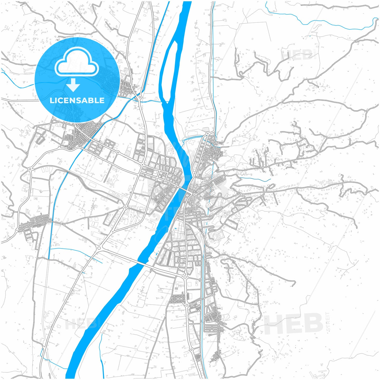 Tortosa, Tarragona, Spain, city map with high quality roads.