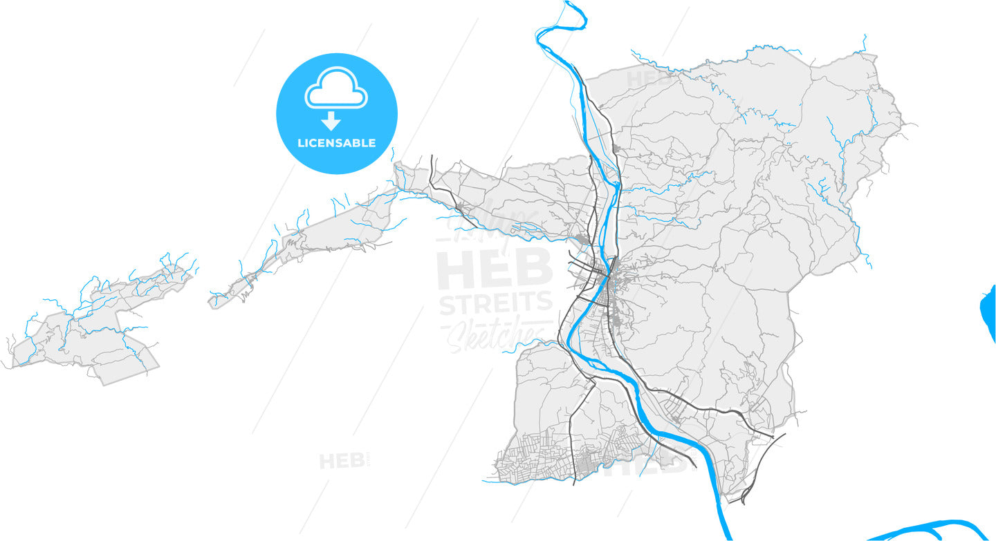 Tortosa, Tarragona, Spain, high quality vector map