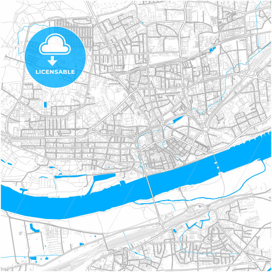 Toruń, Kuyavian-Pomeranian, Poland, city map with high quality roads.