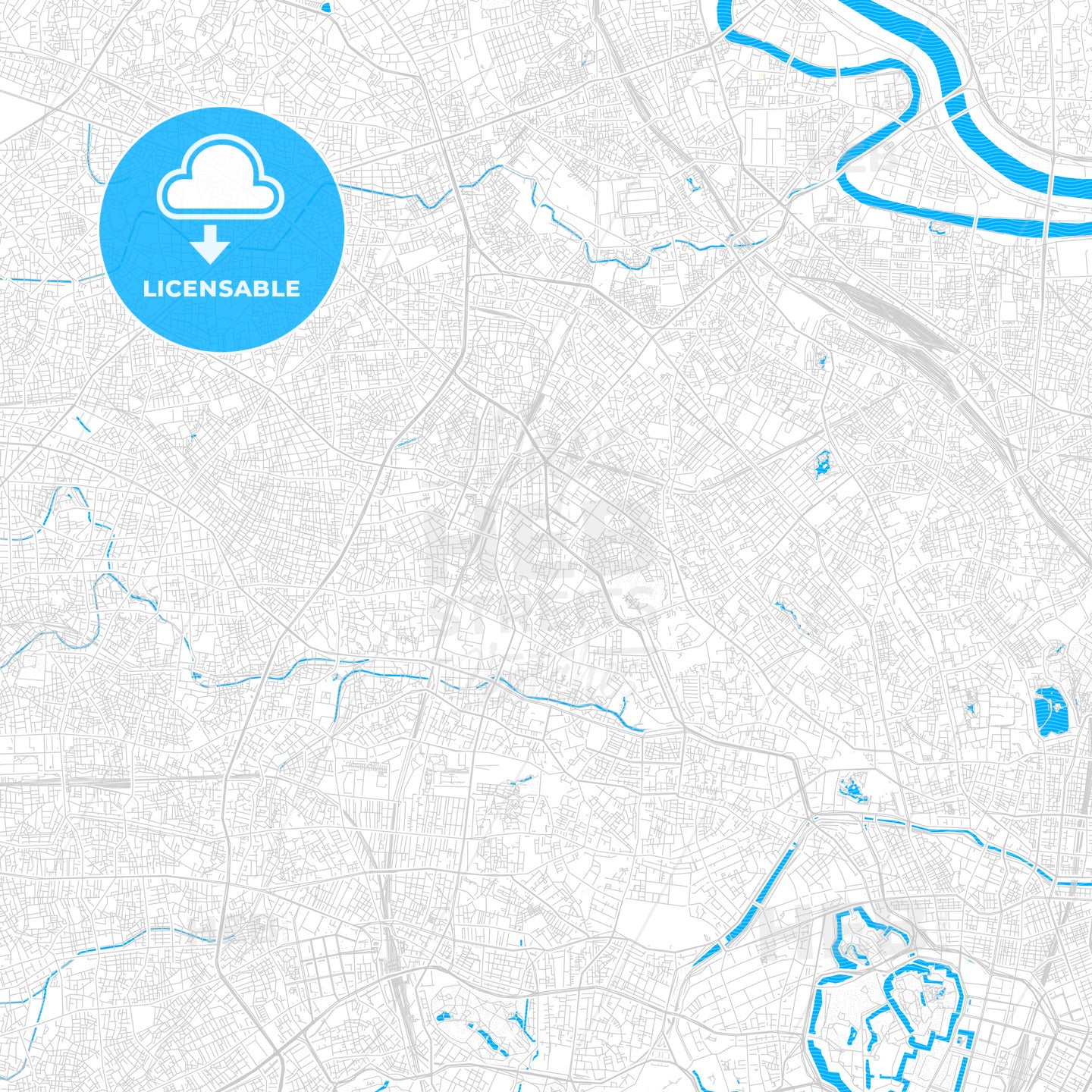 Toshima, Japan PDF vector map with water in focus