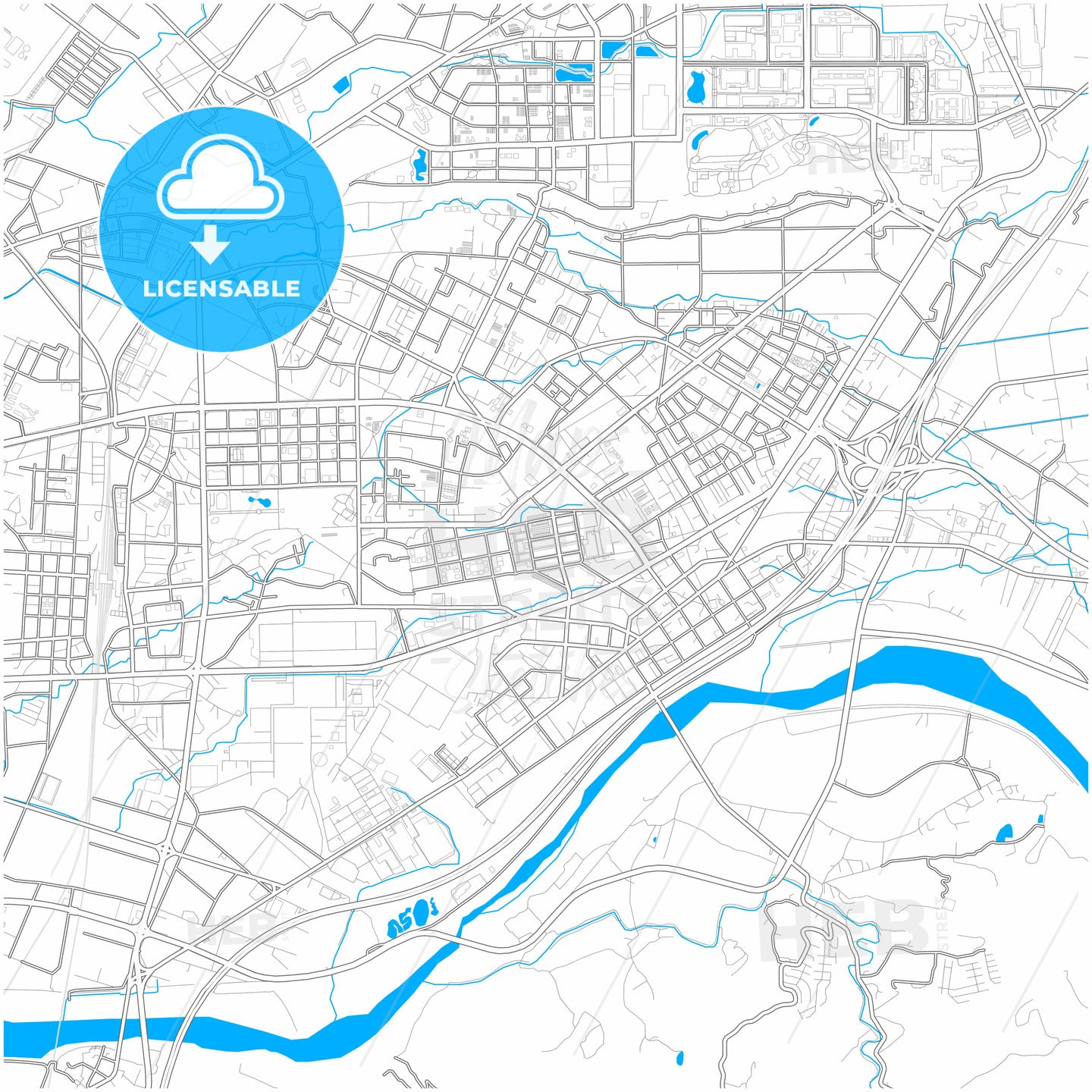 Toufen, Miaoli, Taiwan, city map with high quality roads.