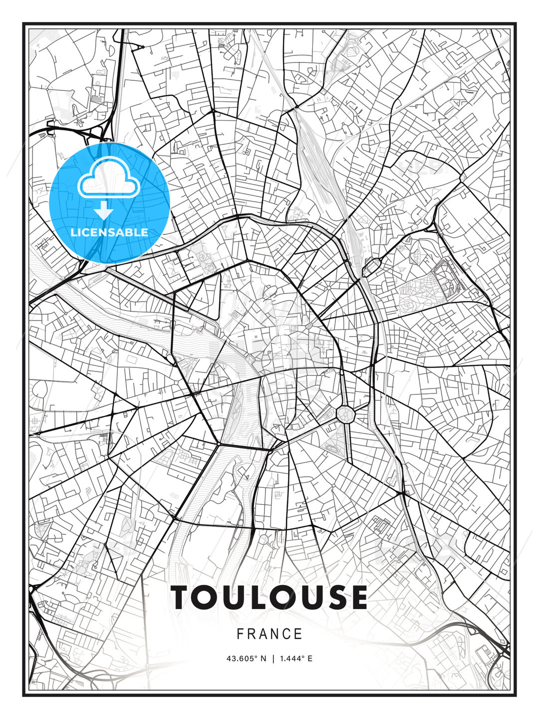 Toulouse, France, Modern Print Template in Various Formats - HEBSTREITS Sketches