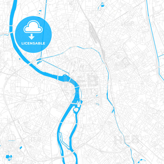 Toulouse, France PDF vector map with water in focus