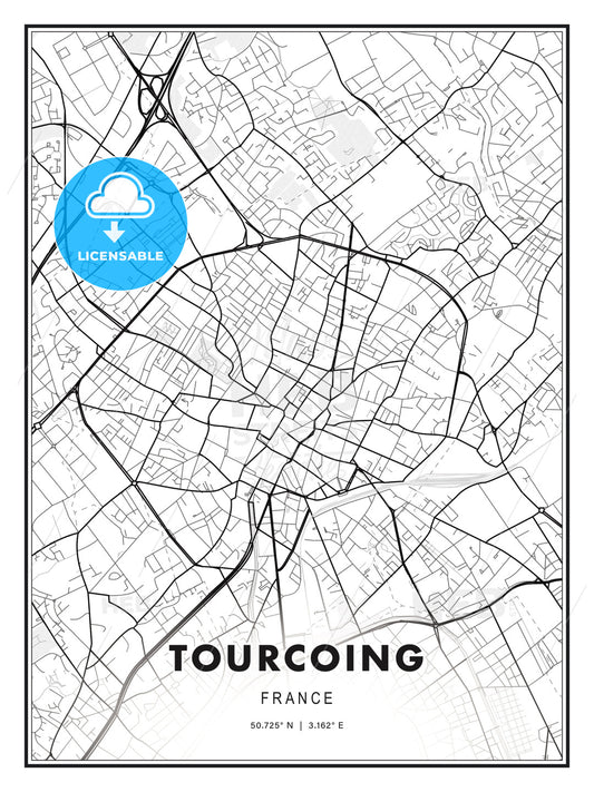 Tourcoing, France, Modern Print Template in Various Formats - HEBSTREITS Sketches
