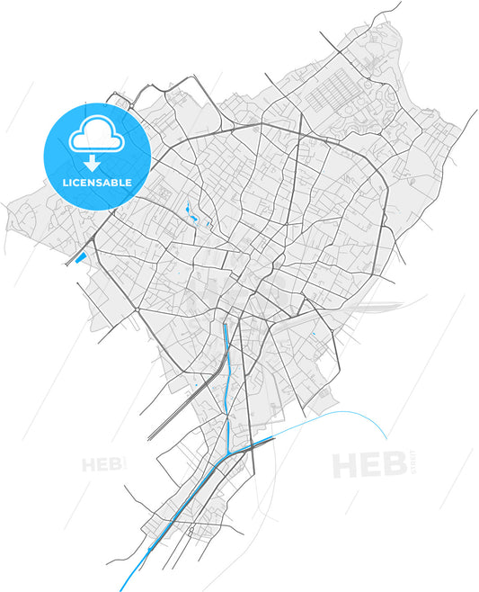 Tourcoing, Nord, France, high quality vector map