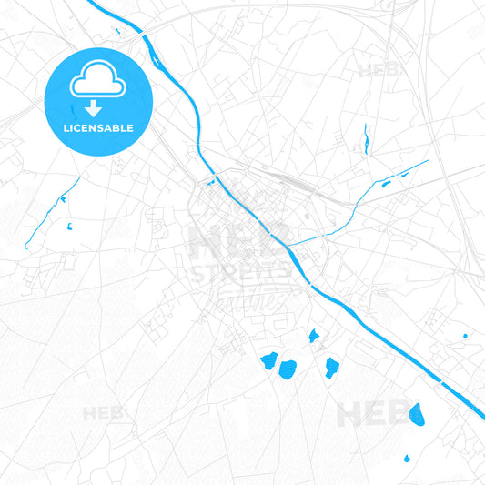 Tournai, Belgium PDF vector map with water in focus