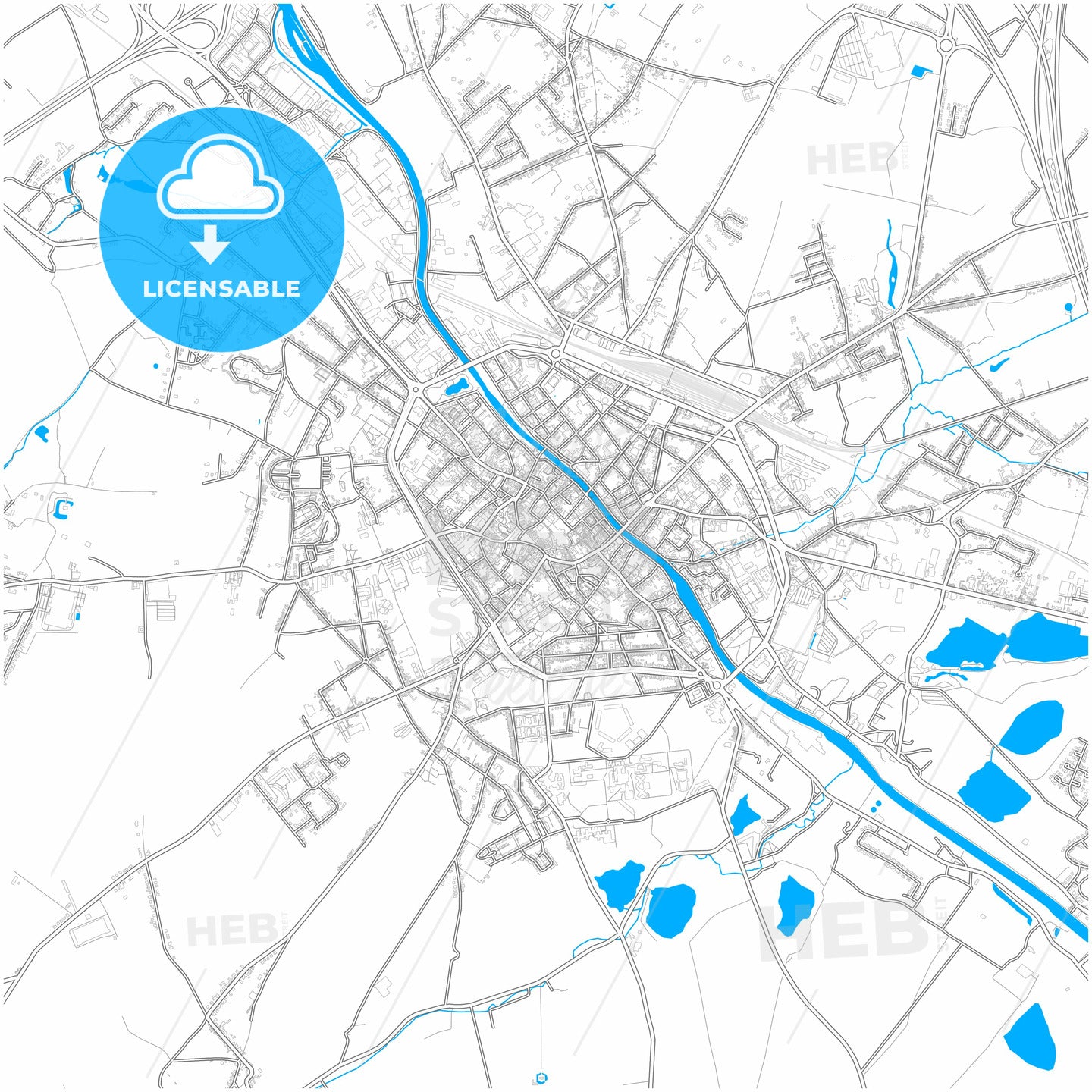 Tournai, Hainaut, Belgium, city map with high quality roads.