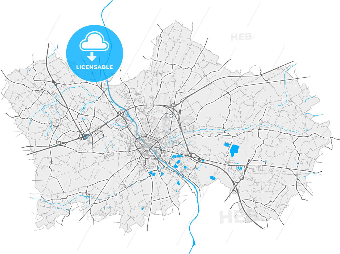 Tournai, Hainaut, Belgium, high quality vector map