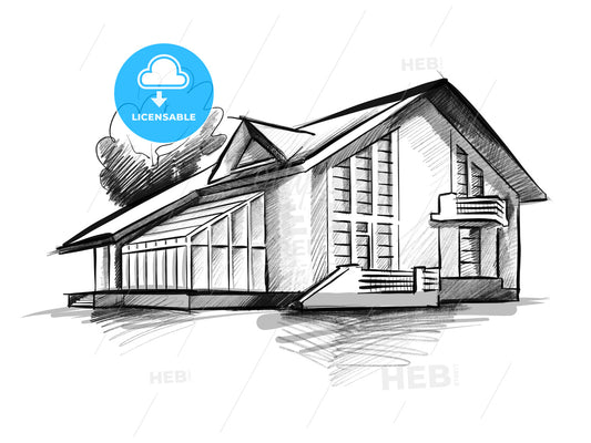 Townhouse Sketch Concept Drawing – instant download
