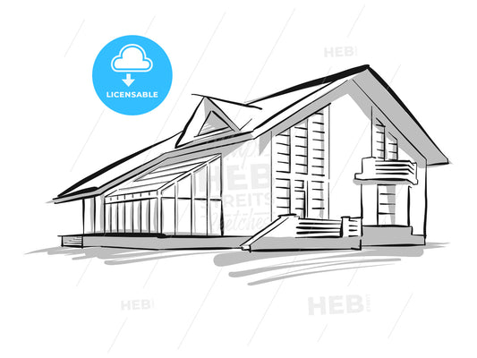 Townhouse Sketch Concept Illustration – instant download