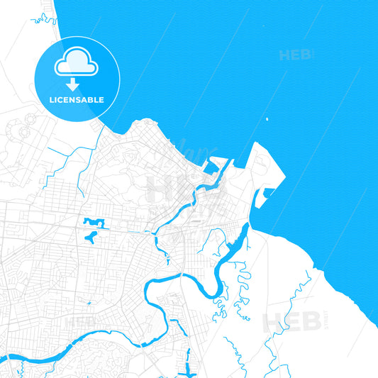 Townsville, Australia PDF vector map with water in focus