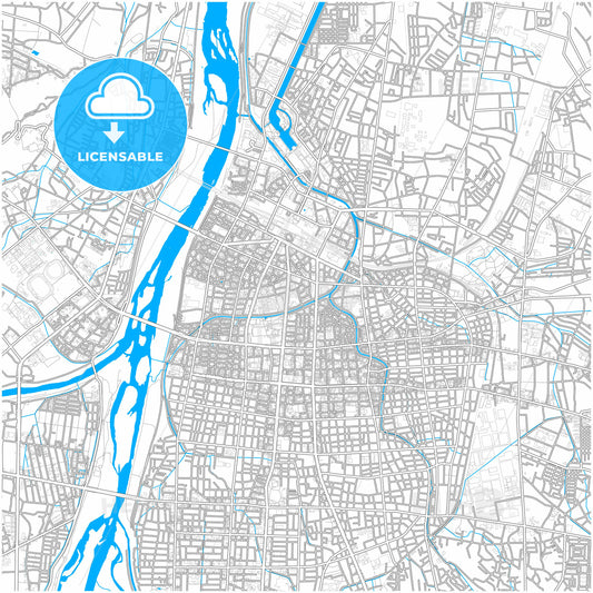 Toyama, Toyama, Japan, city map with high quality roads.