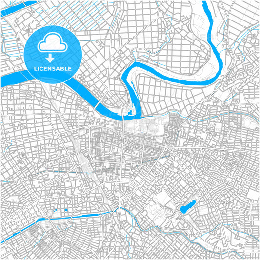 Toyohashi, Aichi, Japan, city map with high quality roads.