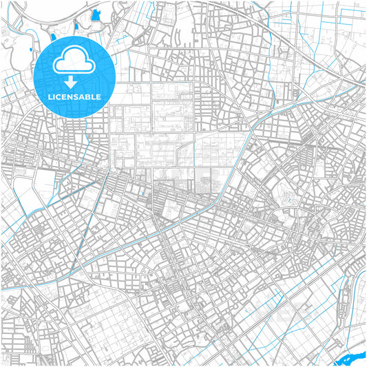 Toyokawa, Aichi, Japan, city map with high quality roads.