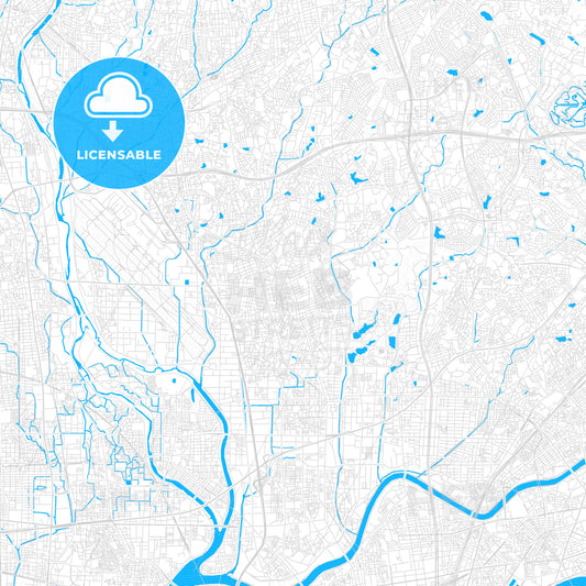 Toyonaka, Japan PDF vector map with water in focus