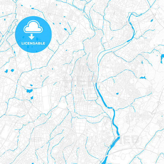 Toyota, Japan PDF vector map with water in focus