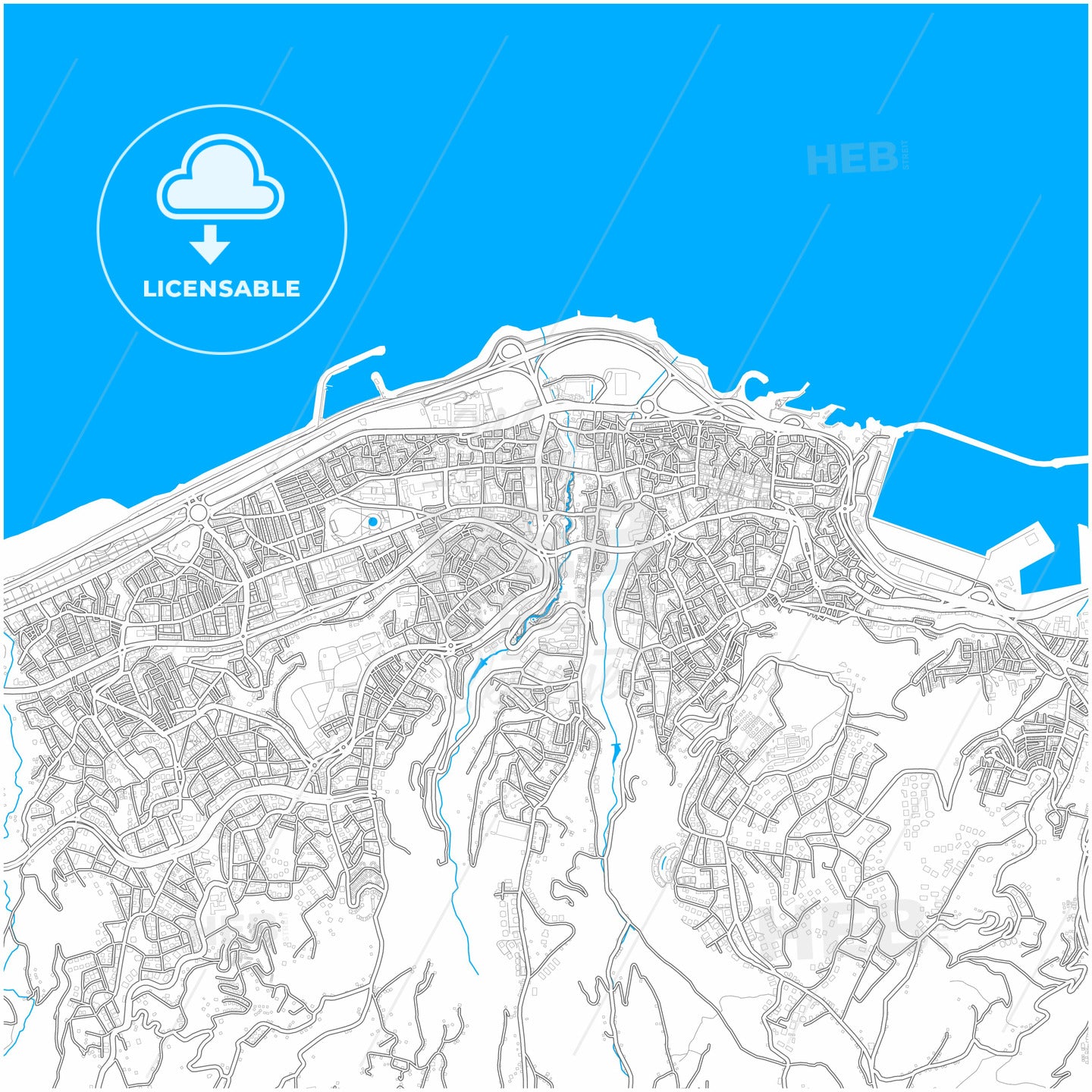 Trabzon, Trabzon, Turkey, city map with high quality roads.