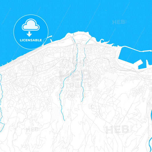 Trabzon, Turkey PDF vector map with water in focus