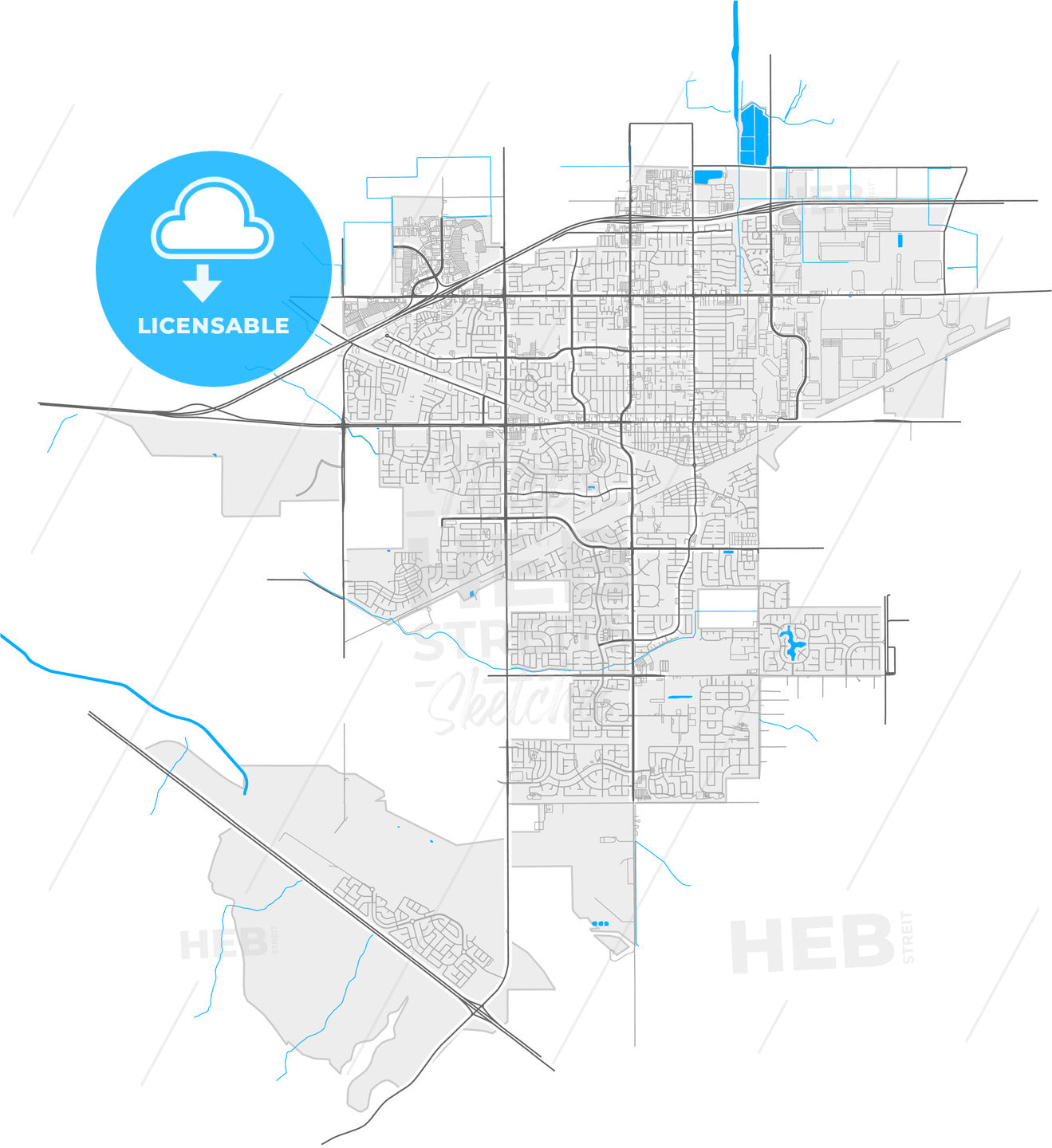 Tracy, California, United States, high quality vector map