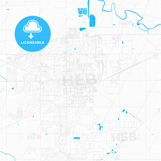 Tracy, California, United States, PDF vector map with water in focus