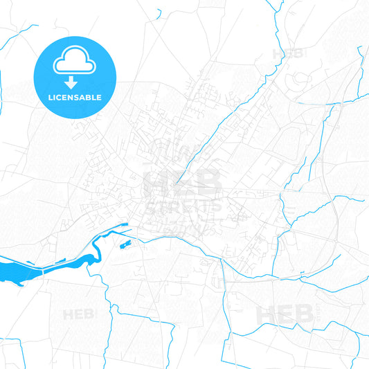Tralee, Ireland PDF vector map with water in focus