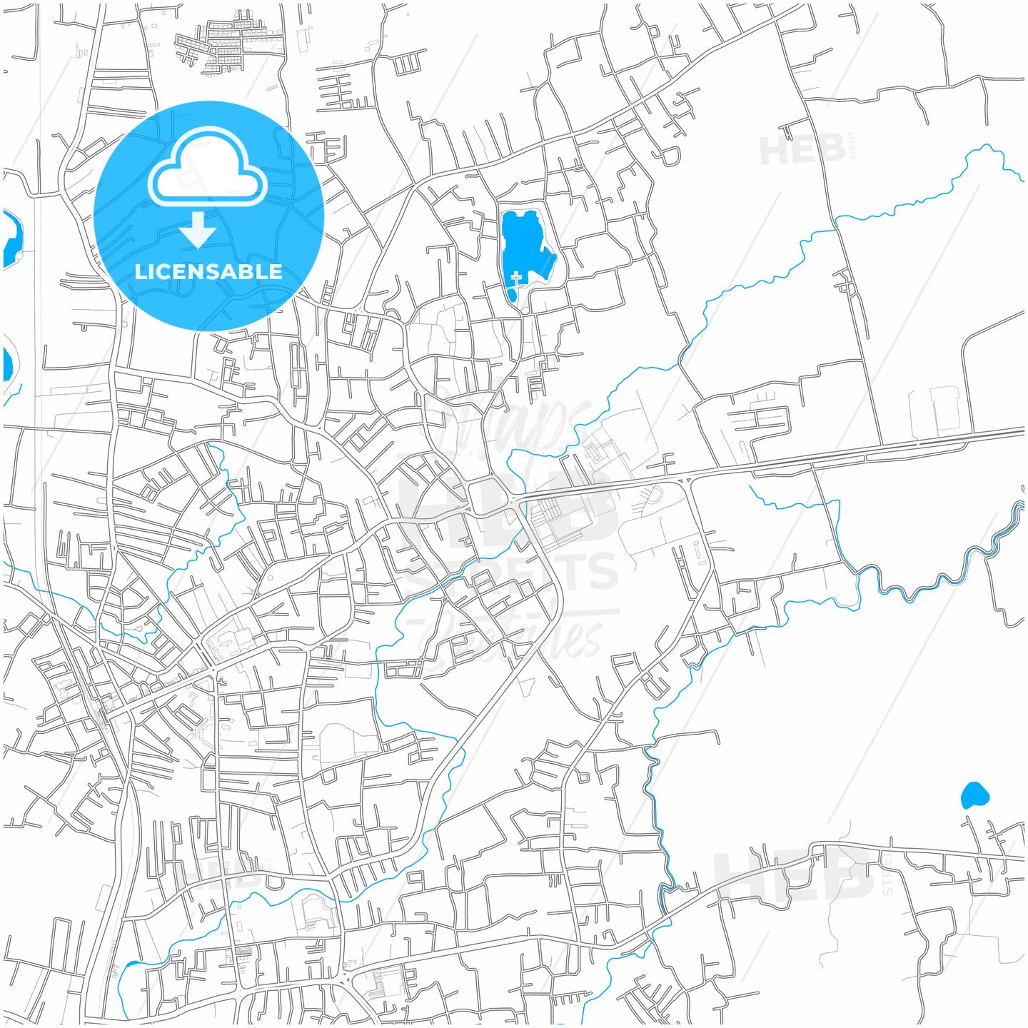 Trang, Trang, Thailand, city map with high quality roads.