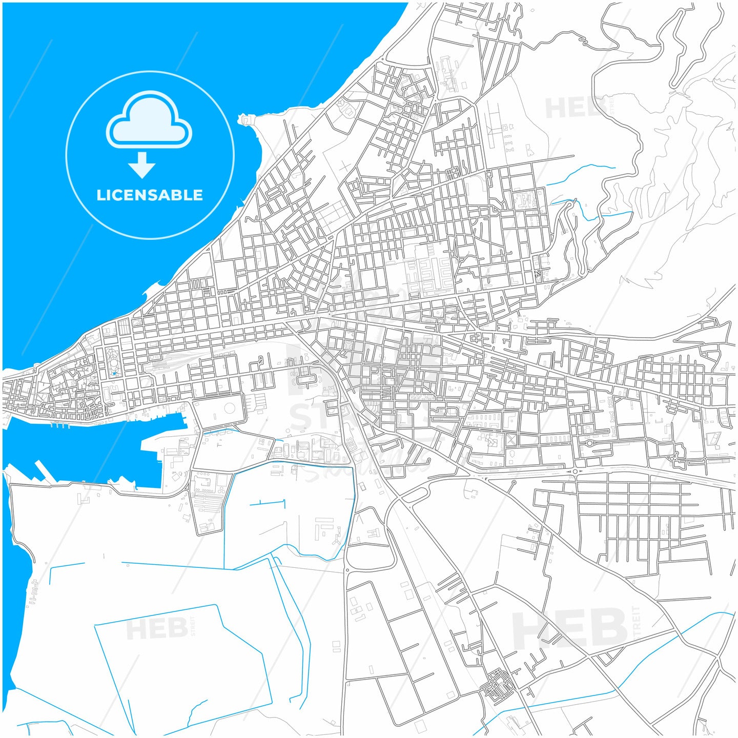 Trapani, Sicily, Italy, city map with high quality roads.