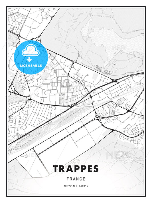 Trappes, France, Modern Print Template in Various Formats - HEBSTREITS Sketches