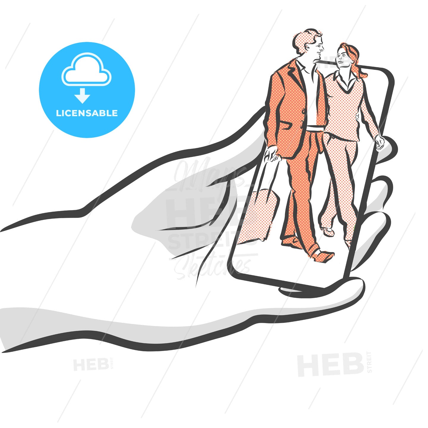 Travel People On Smartphone Concept App Design – instant download