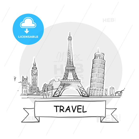 Travel hand-drawn urban vector sign – instant download