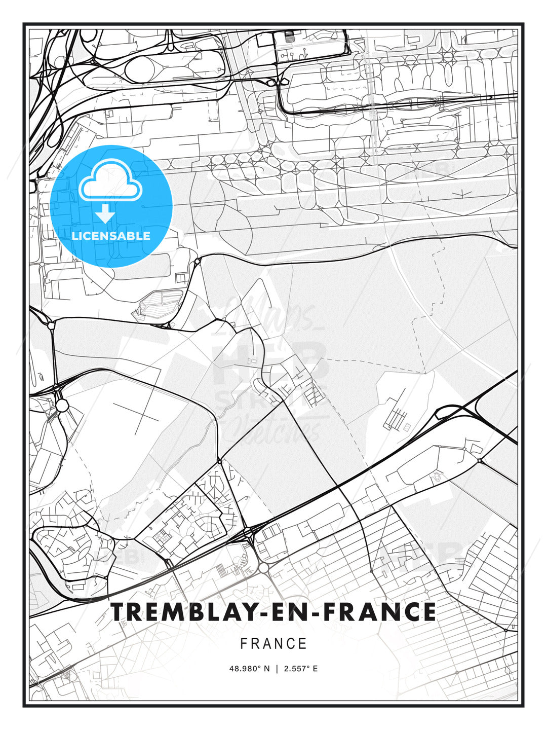 Tremblay-en-France, France, Modern Print Template in Various Formats - HEBSTREITS Sketches