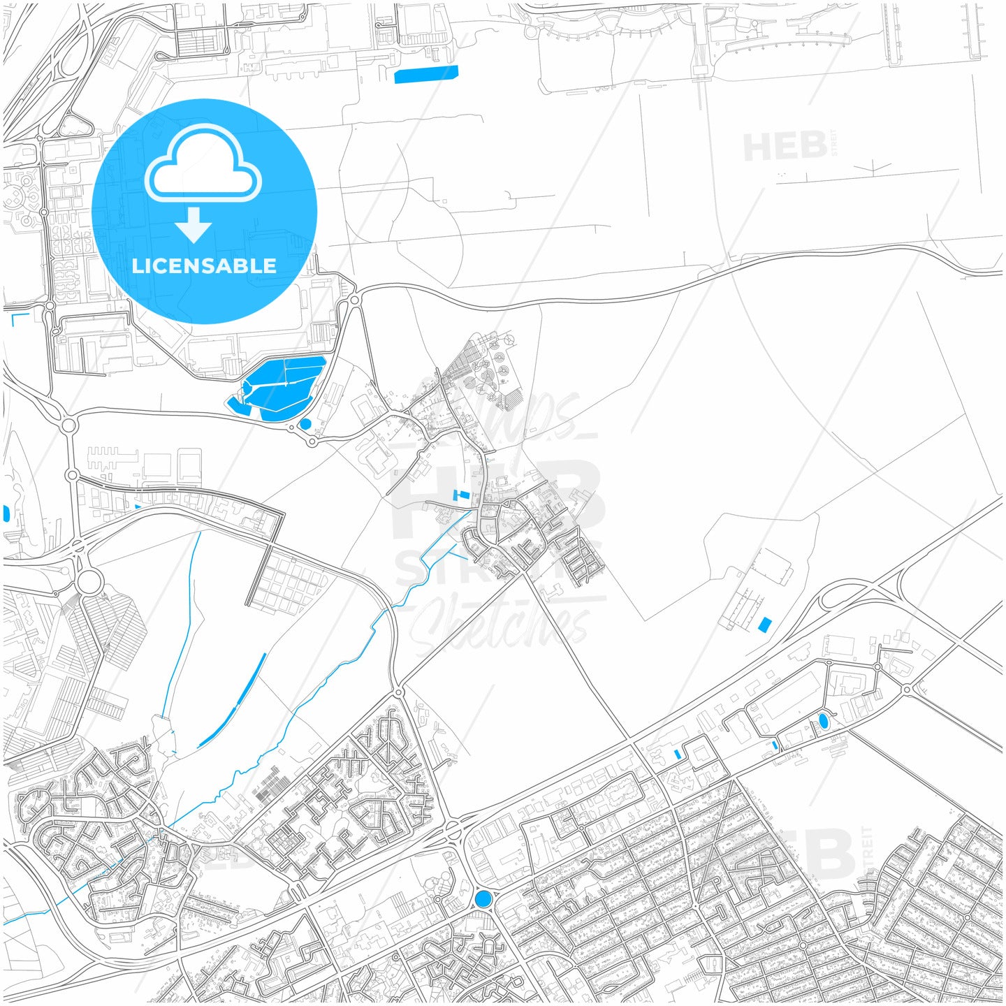 Tremblay-en-France, Seine-Saint-Denis, France, city map with high quality roads.